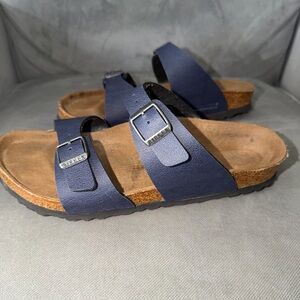 Birkenstock Leather Arizona Sandals Soft Footbed Blue Size 39 Women’s 8.5